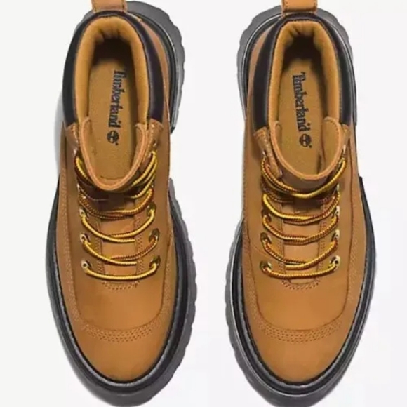 Timberland Sky 6" Lace-Up Lug Sole Platform Leather Boots Womens Size-9.5 Brown - Picture 4 of 7